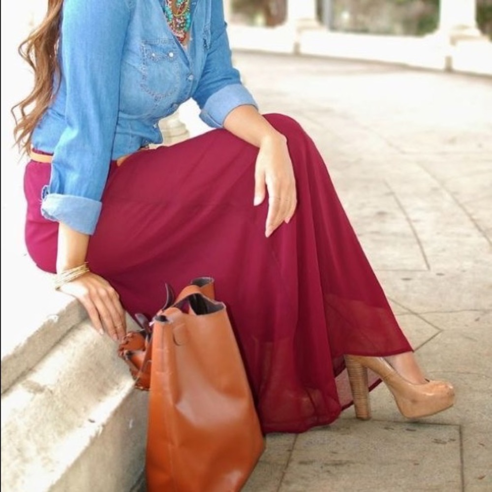 Maroon Maxi Skirt